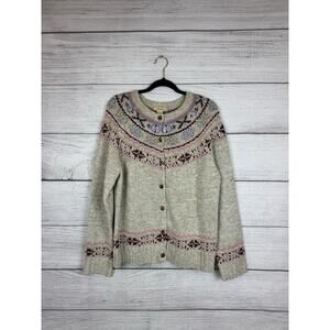 Bechamel Women's Cream Knit Button Up Sweater Cardigan Size XL